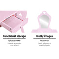 Keezi Kids Dressing Table Vanity Mirror Stool Set Pink Princess