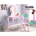 Keezi Kids Dressing Table Vanity Mirror Stool Set Pink Princess