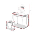Keezi Kids Dressing Table Vanity Mirror Stool Set White Princess