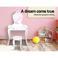 Keezi Kids Dressing Table Vanity Mirror Stool Set White Princess