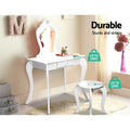 Keezi Kids Dressing Table Vanity Mirror Stool Set White Princess