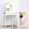 Keezi Kids Dressing Table Vanity Mirror Stool Set White Princess