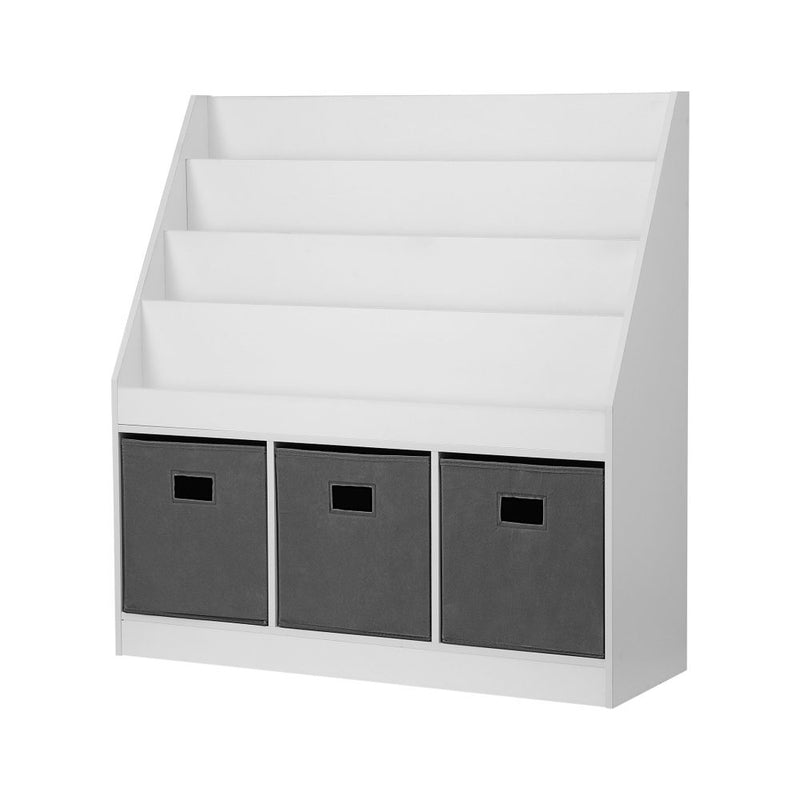 Keezi Kids Bookshelf 4 Tier Toy Storage Organiser Display Shelf Rack