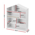 Keezi 4 Tier Kids Bookshelf White Wooden Storage Organiser Cabinet