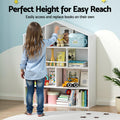 Keezi 4 Tier Kids Bookshelf White Wooden Storage Organiser Cabinet