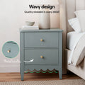 Artiss Bedside Table 2 Drawer Green Nightstand Storage Cabinet