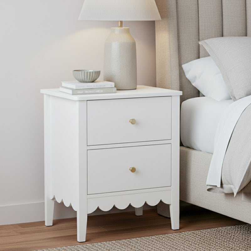 Artiss Bedside Table 2 Drawer White Nightstand Storage