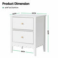 Artiss Bedside Table 2 Drawer White Nightstand Storage
