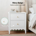 Artiss Bedside Table 2 Drawer White Nightstand Storage