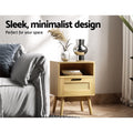 Artiss Rattan Bedside Table 1 Drawer Oak