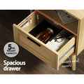 Artiss Rattan Bedside Table 1 Drawer Oak