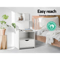 Artiss Bedside Table 1 Drawer White Shelves Storage