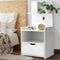 Artiss Bedside Table 1 Drawer White Shelves Storage