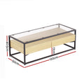 Artiss Coffee Table 2 Drawers Glass Top Pine Wood