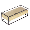 Artiss Coffee Table 2 Drawers Glass Top Pine Wood