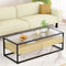 Artiss Coffee Table 2 Drawers Glass Top Pine Wood