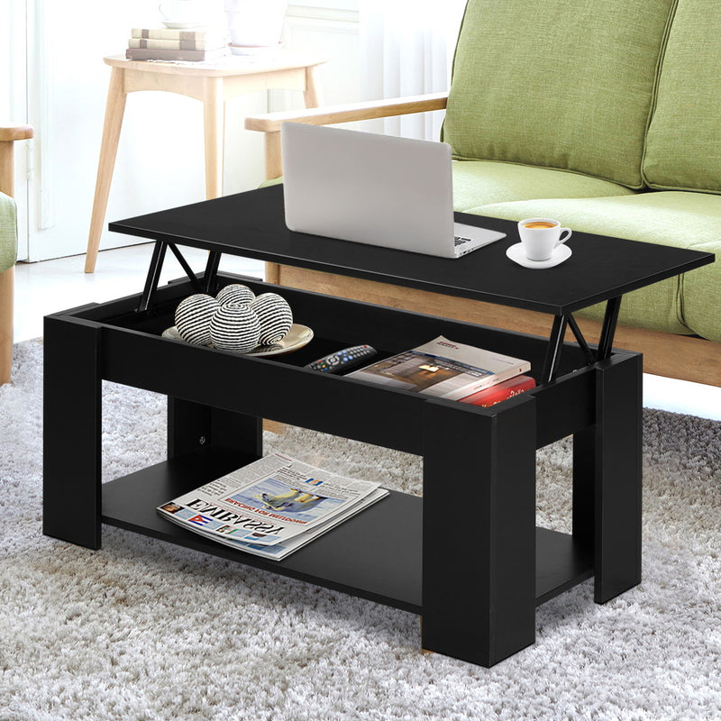 Artiss Black Lift-Top Coffee Table Storage