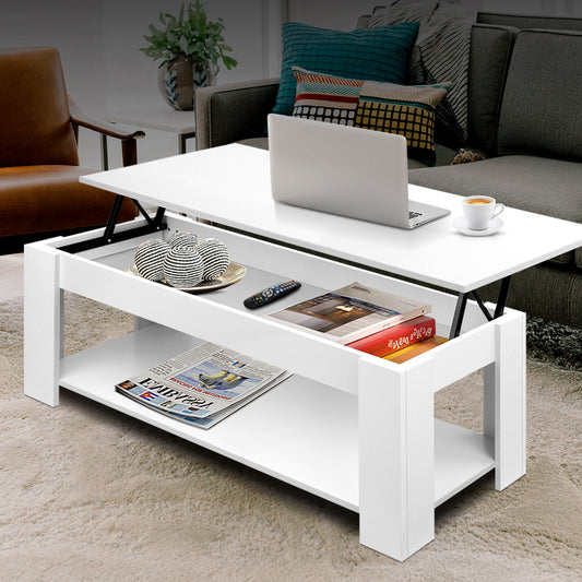 Artiss Lift-top Coffee Table White Storage