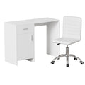Artiss Computer Desk Chair Set 100cm White PU Leather Home Study