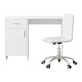 Artiss Computer Desk Chair Set 100cm White PU Leather Home Study