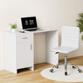 Artiss Computer Desk Chair Set 100cm White PU Leather Home Study