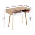 Artiss Computer Desk 90cm Oak Drawer Cabinet Shelf