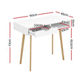 Artiss Computer Desk 90cm White Drawer Cabinet Shelf