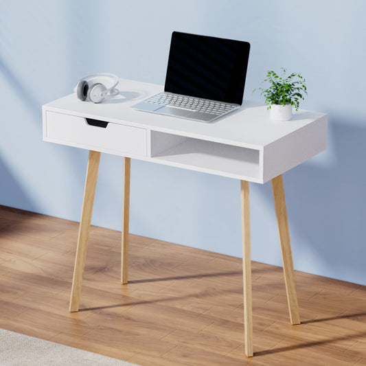 Artiss Computer Desk 90cm White Drawer Cabinet Shelf