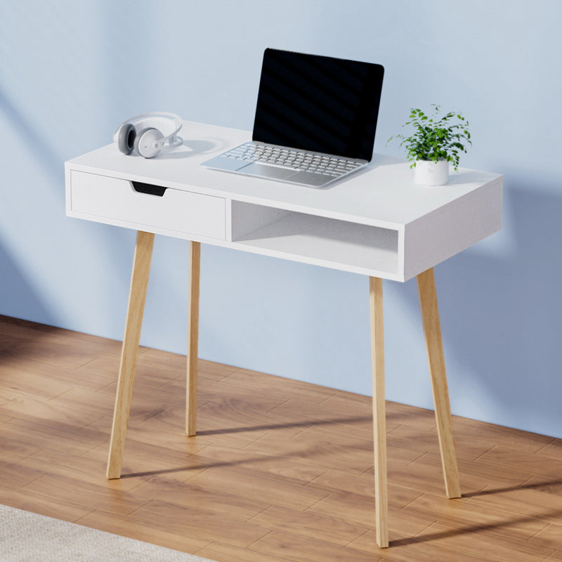 Artiss Computer Desk 90cm White Drawer Cabinet Shelf