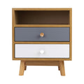 Artiss Bedside Table 2 Drawer Oak with Shelf Storage