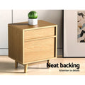 Artiss Bedside Table 2 Drawer Oak with Shelf Storage