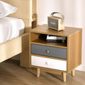 Artiss Bedside Table 2 Drawer Oak with Shelf Storage