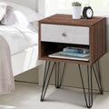 Artiss Bedside Table 1 Drawer Shelf LARS White Black