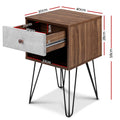 Artiss Bedside Table 1 Drawer Shelf LARS White Black