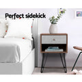 Artiss Bedside Table 1 Drawer Shelf LARS White Black