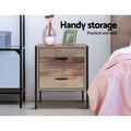 Artiss Bedside Table 2 Drawer Nightstand BARNLY White