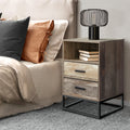 Artiss Bedside Table 2 Drawer White Shelf Storage