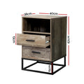Artiss Bedside Table 2 Drawer White Shelf Storage