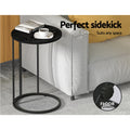 Artiss Round Coffee Table Black Martha Side Table