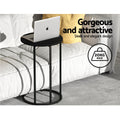 Artiss Round Coffee Table Black Martha Side Table