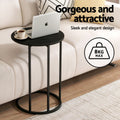 Artiss C Shaped End Table Set 2 Round Black Coffee Side Table