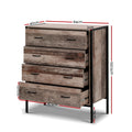 Artiss 4 Chest of Drawers BARNLY Oak Wood Storage