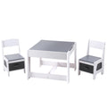 Keezi Kids Table Chairs Set Activity Storage Chalkboard Desk Grey