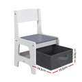 Keezi Kids Table Chairs Set Activity Storage Chalkboard Desk Grey
