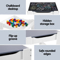 Keezi Kids Table Chairs Set Activity Storage Chalkboard Desk Grey