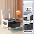 Keezi Kids Table Chairs Set Activity Storage Chalkboard Desk Grey