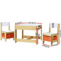 Keezi 3PCS Kids Table Chairs Set Activity Desk Chalkboard Storage