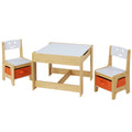 Keezi 3PCS Kids Table Chairs Set Activity Desk Chalkboard Storage