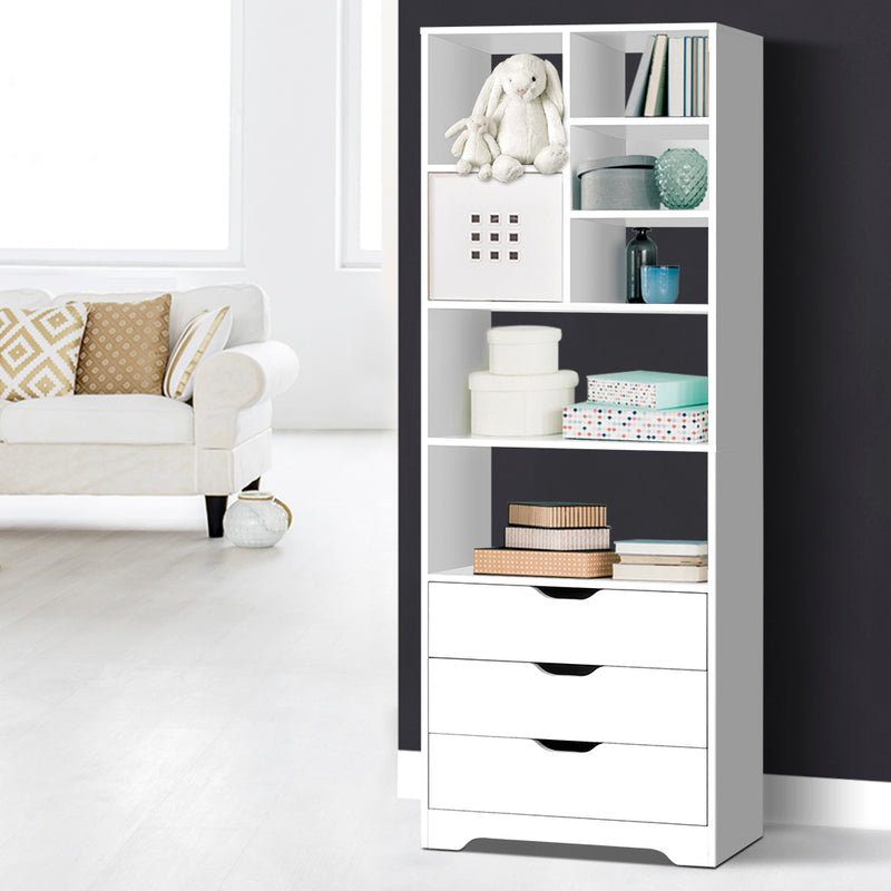 Artiss NANA White Bookshelf with Drawers Storage Unit