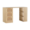 Artiss Computer Desk 120cm Drawer Rattan Oak Home Office Study Table